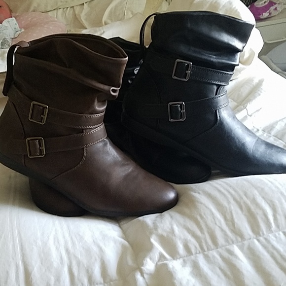 Joe Boxer Shoes - 2 Pair of Ankle Booties with buckles